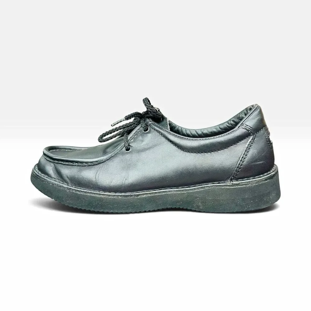 Rockport M2128 Mens 9.5 M Black Leather Moc Toe Shoes Vibram Portugal Vintage